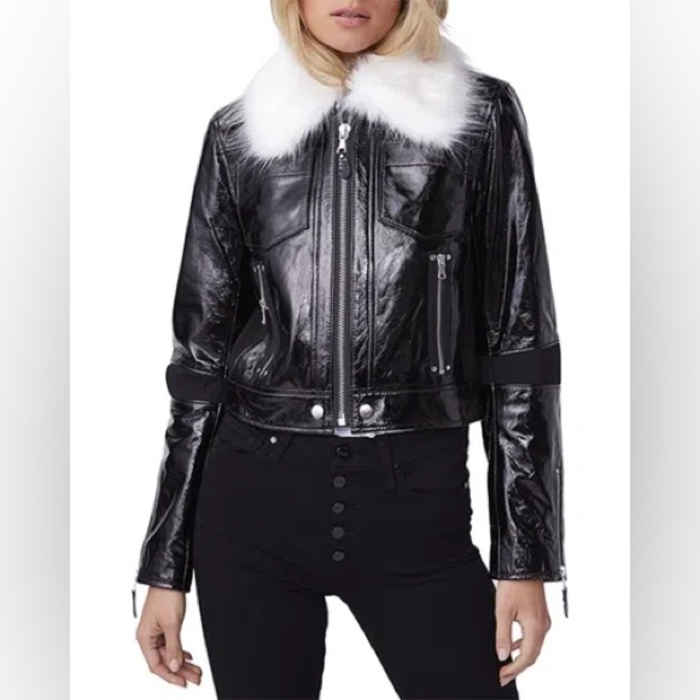 PAIGE leather Camdyn Jacket. Black. Size small.